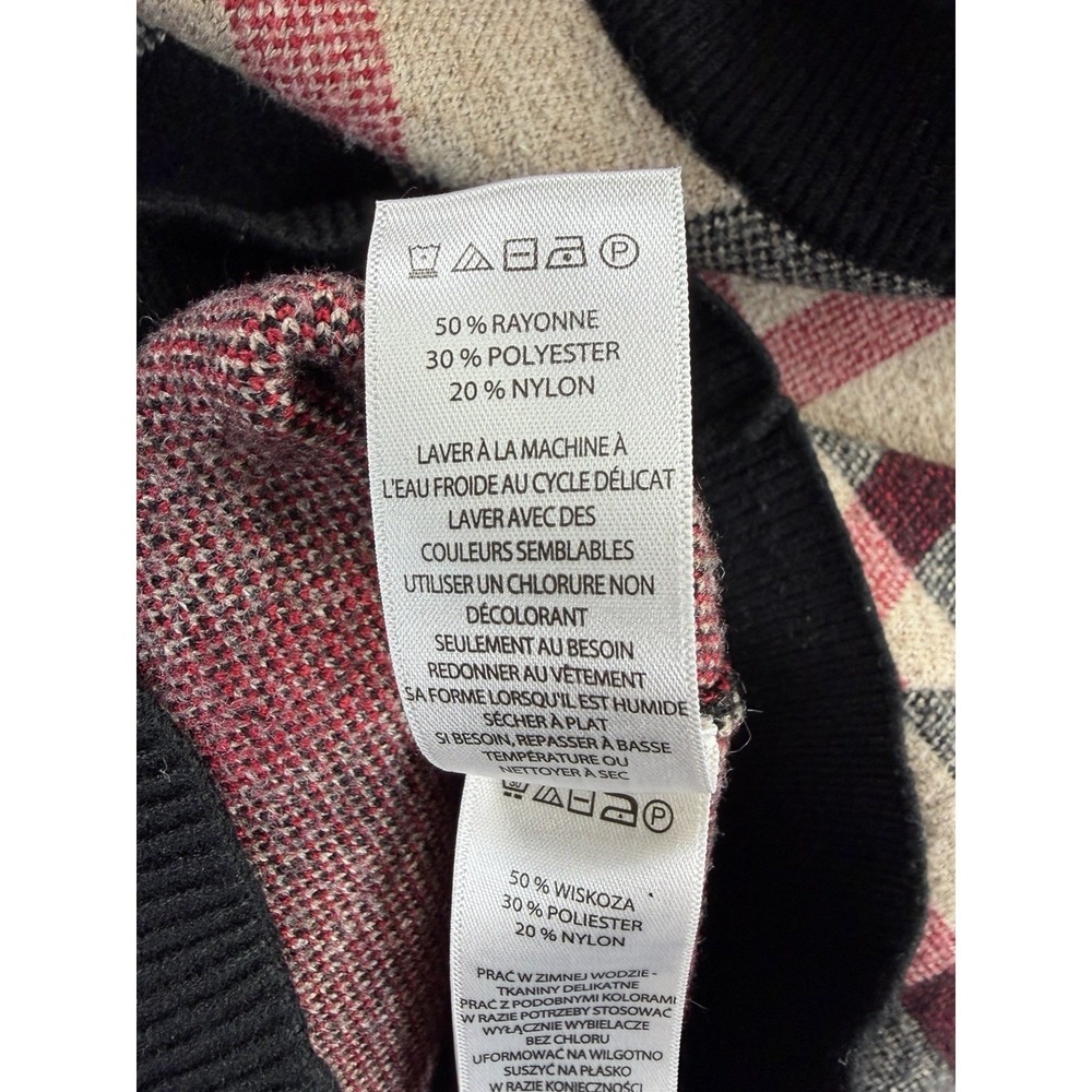 Rachel Zoe Women's  Argyle Plaid Crew Neck Tan Black & Red Sweater Small - Picture 5 of 5